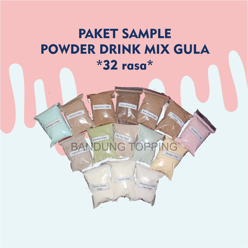 Sample Powder Drink Premium 25gr aneka rasa 32 rasa (min 5pcs)