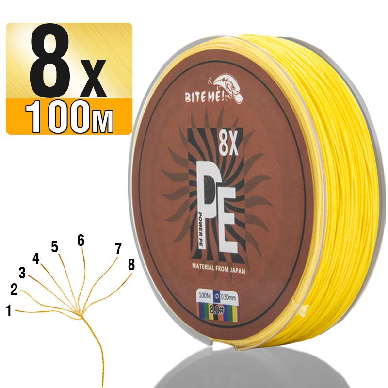 Biteme 100m 8x PE Line Braided Fishing Line 10-80LB 8 Strand Multifilament Fishing Line