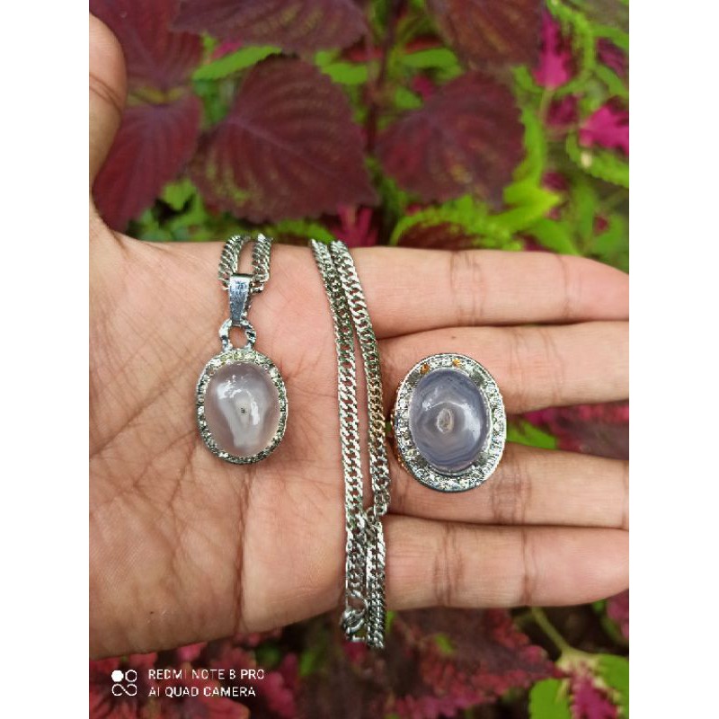 kalung LIONTIN BATU AKIK COMBONG + BONUS CINCIN BATU COMBONG (N)