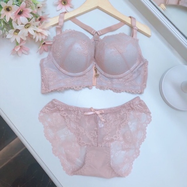 Bra Set (K-BS19) BH + Panty / busa push up dan TANPA KAWAT KANCING DEPAN