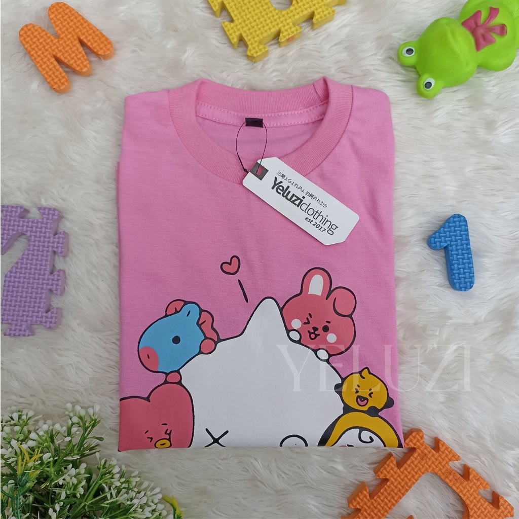 Kaos Oblong Atasan Anak Karakter Pink Yeluzi