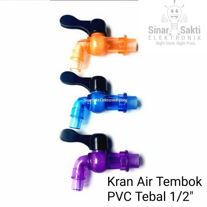 Kran Air PVC Keran Tembok Plastik Taman Engkol 1/2 Inch Dim Tebal Transparan Malang