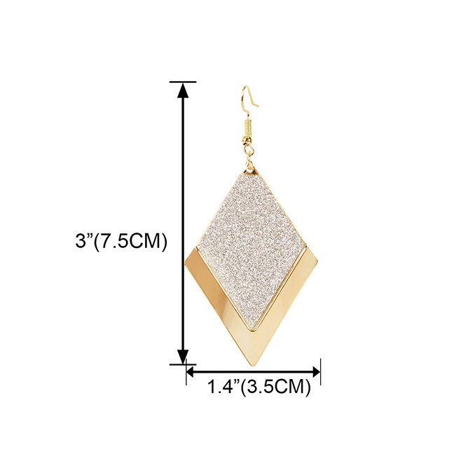 LRC Anting Gantung Fashion Golden Diamond Frosted Alloy Earrings K44344
