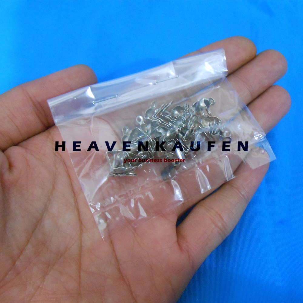 Kodokan Kokot Kerang Stopper Penjepit Tali Craft Gelang Nikel Silver Per Pack isi 50 Pcs