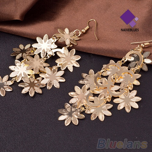 Anting Menjuntai Bentuk Snowflakes Multilayer Bahan Alloy Gaya Vintage Untuk Wanita