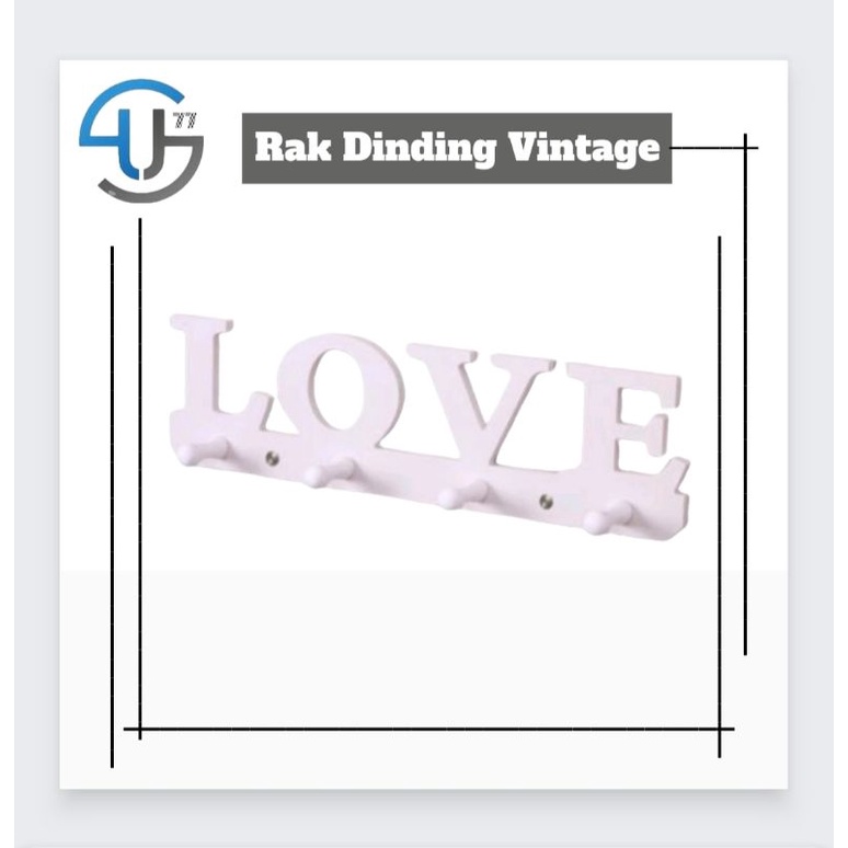 US162 Hiasan Rak Dinding Vintage motif LOVE By Toko Haji Usman