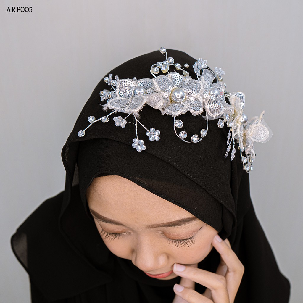 [READY STOCK] FASHION AKSESORIS HIJAB WEDDING BUNGA MUTIARA PUTIH ARP005