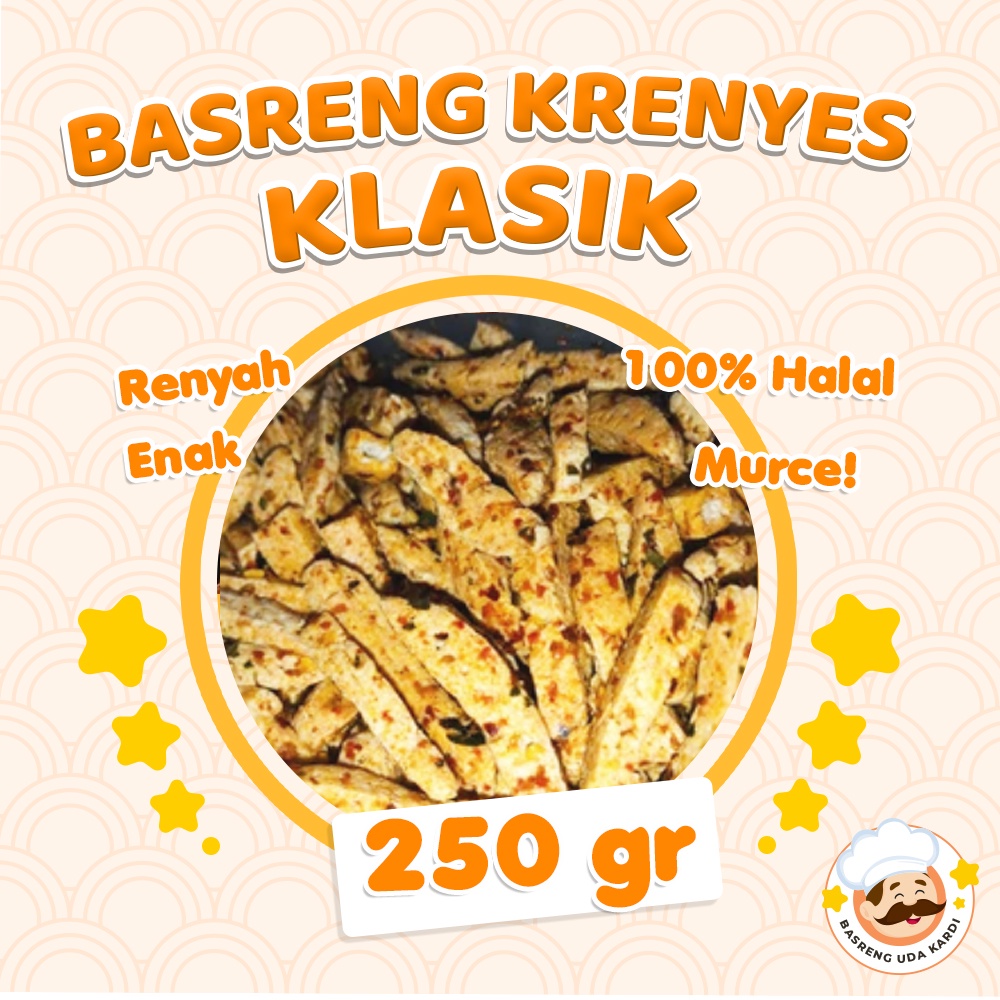 

BASRENG KRENYES KLASIK 250GR CEMILAN PEDAS DAN ORI KILOAN MURAH
