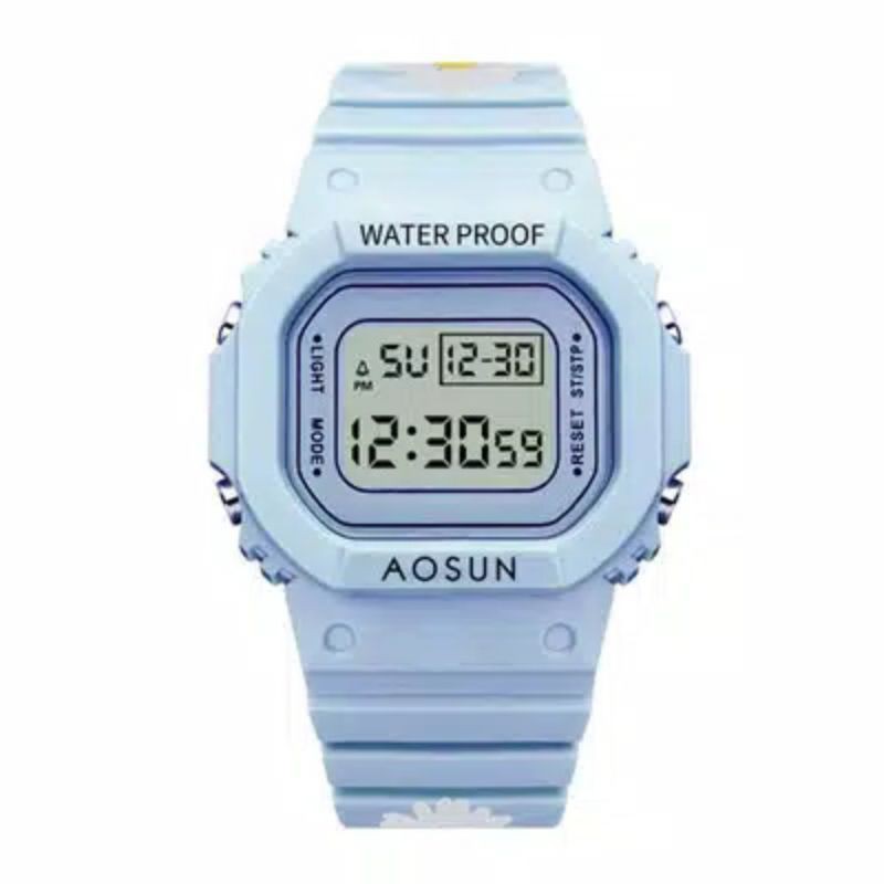 (Terima Cod)Jam Tangan Wanita Digital Sergi Bunga Model Korea Strap Rubber(Dikirim Jakarta)