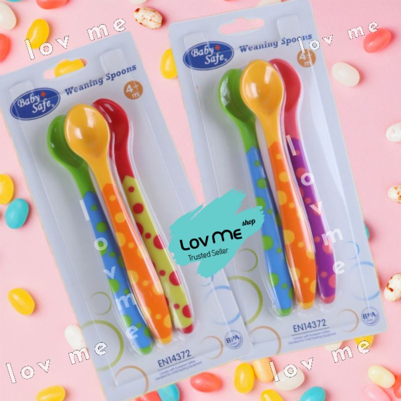 lov me❤ Baby Safe Sendok isi 3 ORIGINAL BS351 | Weaning Spoon Baby |Sendok Makan Bayi Anak bs351