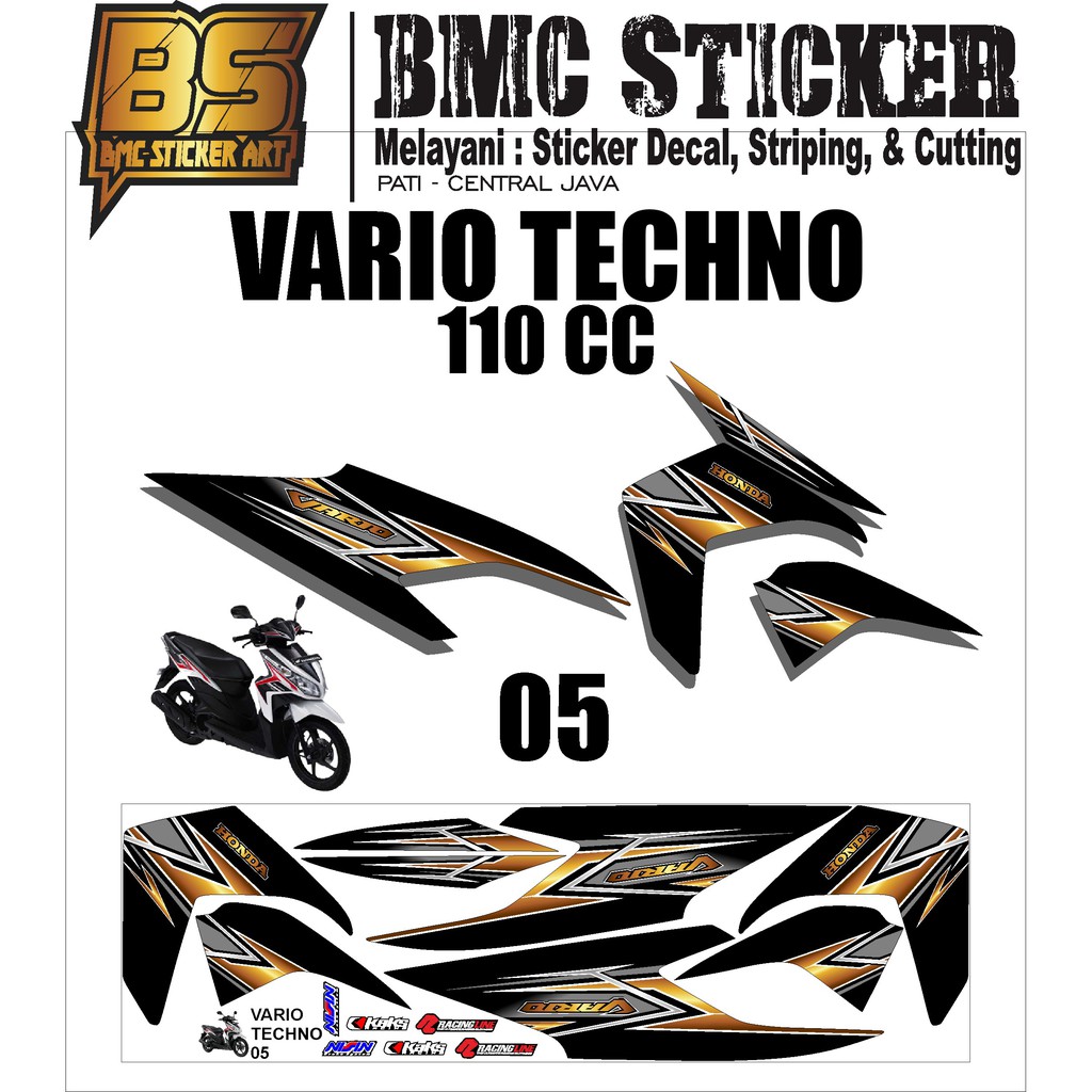 Sticker Lis Striping Honda Vario Techno 110 cc (05) - Sticker Variasi Motor
