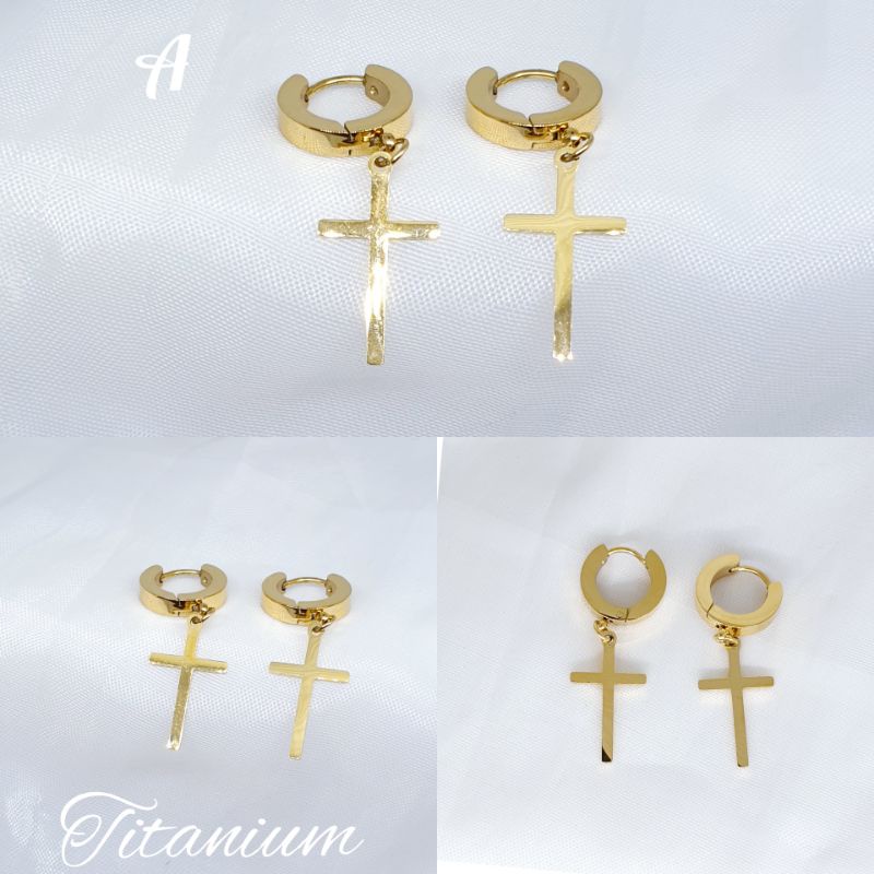 Anting salip titanium asli anti karat tidak alergi