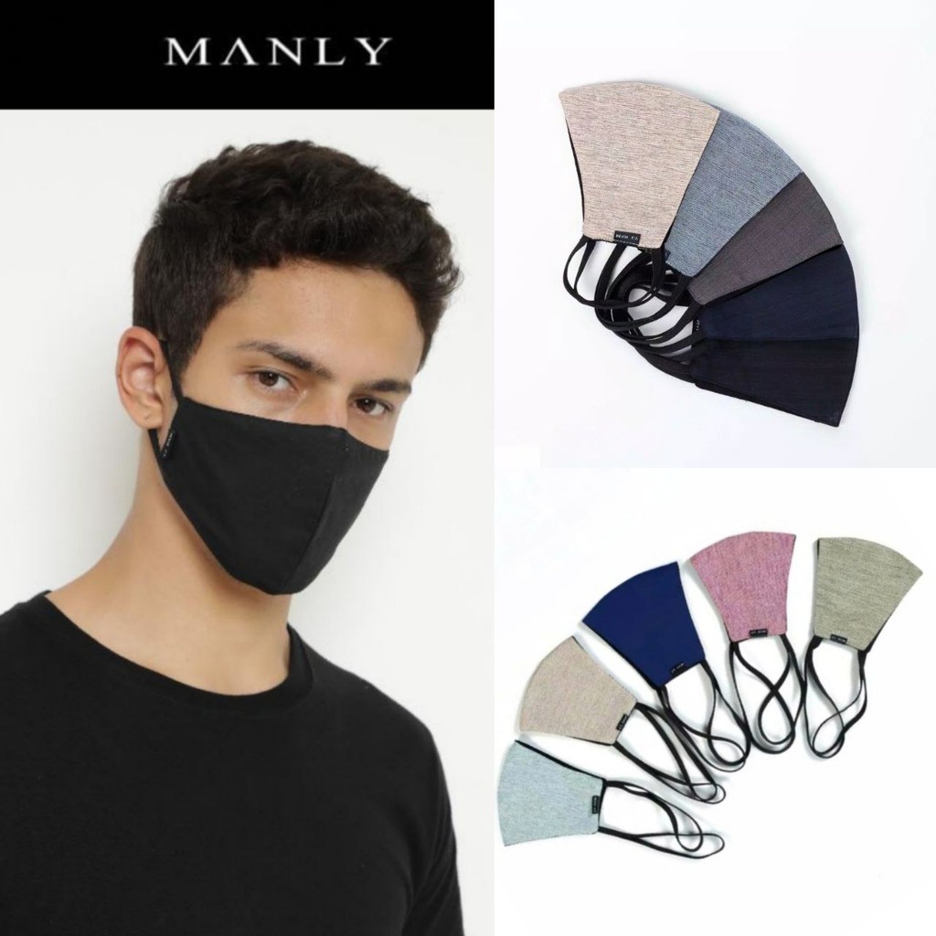 SALE  Masker kain MANLY original 3ply 3 lapis earloop / headloop / hijab polos / Batik / Garuda / Ar