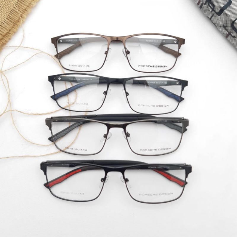 Frame/Kacamata Pria PORCHE 8508 size 55.17.138 Paket Lensa Photocromic,Anti radiasi,Minus,cylinder