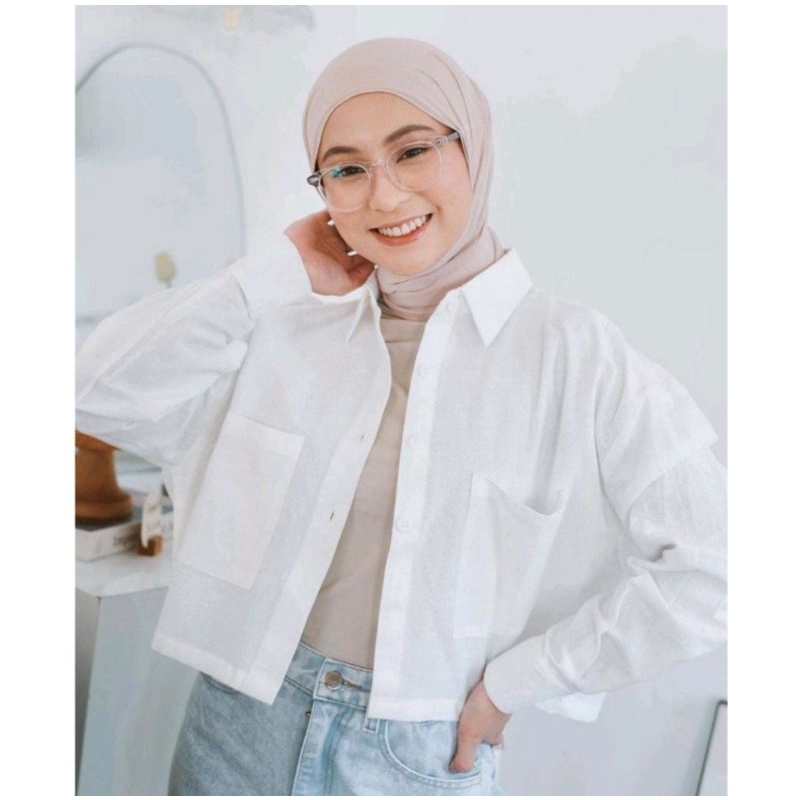 KEMEJA GITA RAMI BASIC SHIRT CROP LINEN/KEMEJA CROP LINEN