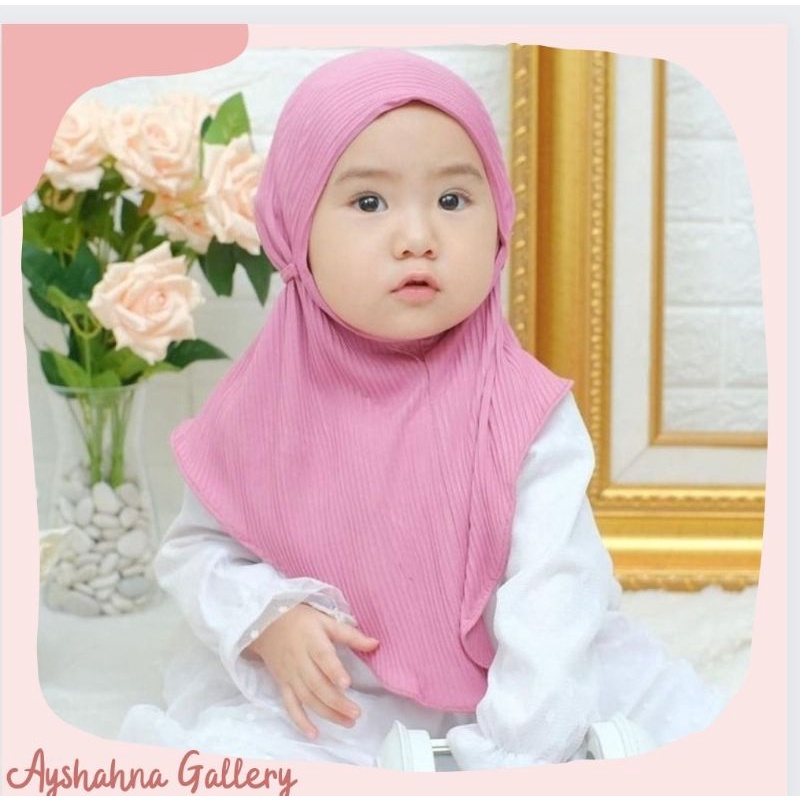 jilbab premium anak bayi perempuan 3-24 bulan plisket syiria polos