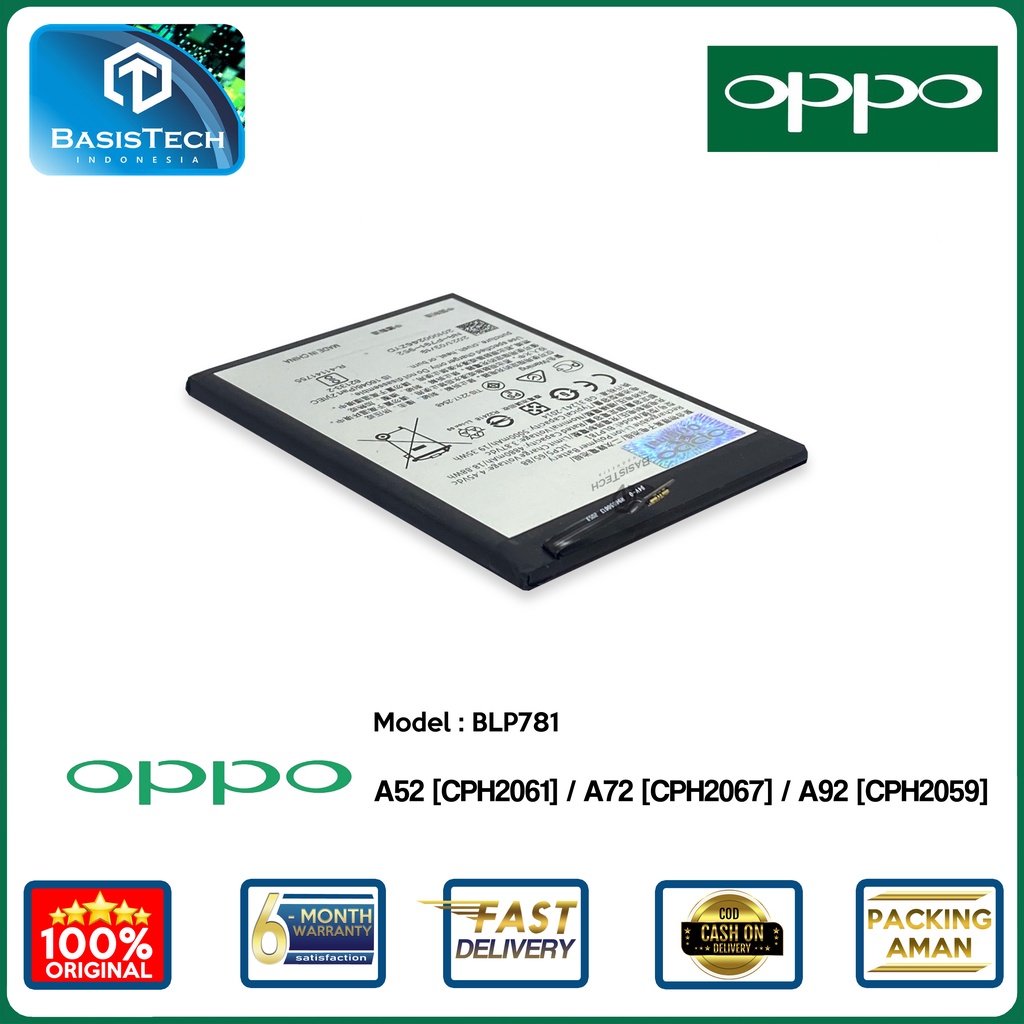 BATERAI OPPO A52 CPH2061 - A72 CPH2067 - A92 CPH2059 - BLP781 - ORI