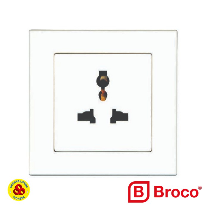 Broco Stop Kontak Internasional Plano E15B-55S White Universal Socket