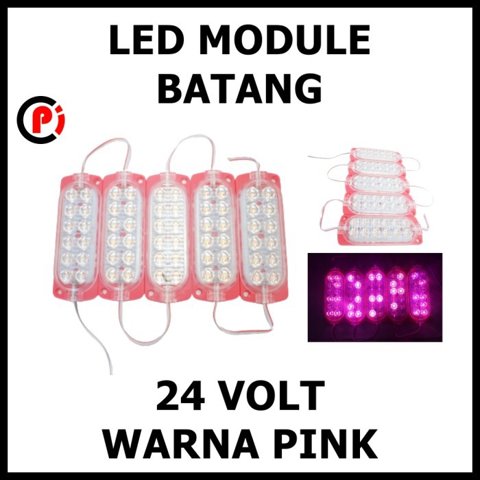 LED Module Batang 24 Volt 24V Mode Running 12 LED Warna Pink