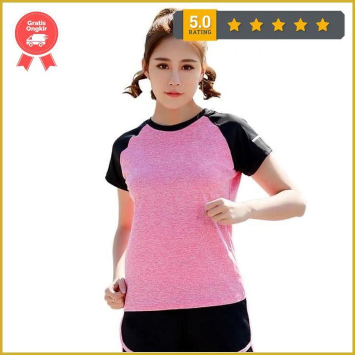 Baju Senam Olahraga Zumba Kaos Sport Yoga Gym Fitness Wanita Fs339 - Ungu, L Promo