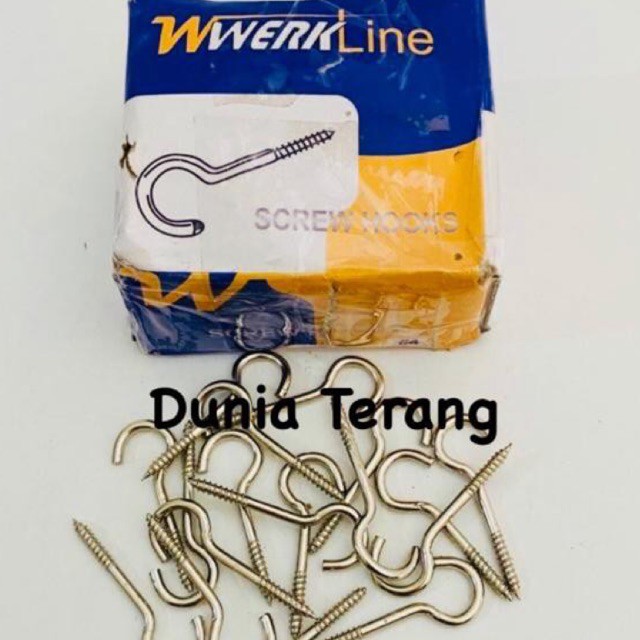 Skrup Hak Buka No.2 No.3 No.4 Cantolan Baju Gantungan Baju Screw Hooks - WERKLINE