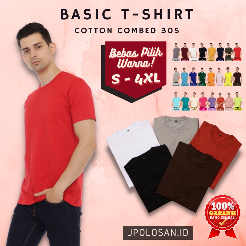 Baju Kaos Pria Jumbo XXXL XXXXL Warna Merah Polos Depan Belakang Tshirt Oblong Oversize Korea Style 