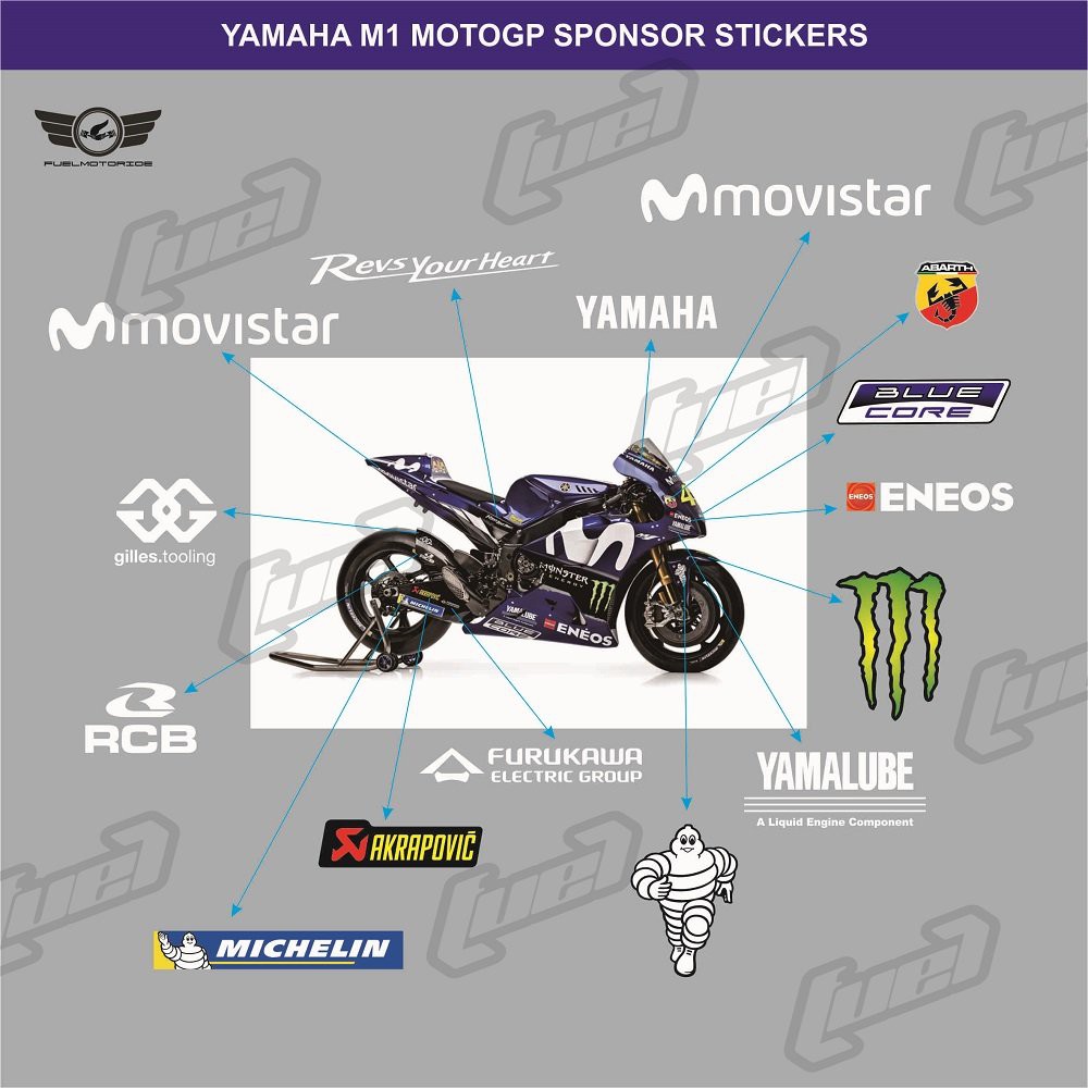 Sticker Stiker Sponsor Yamaha Motogp R25 R15 R1 R6 M1  Terlaris