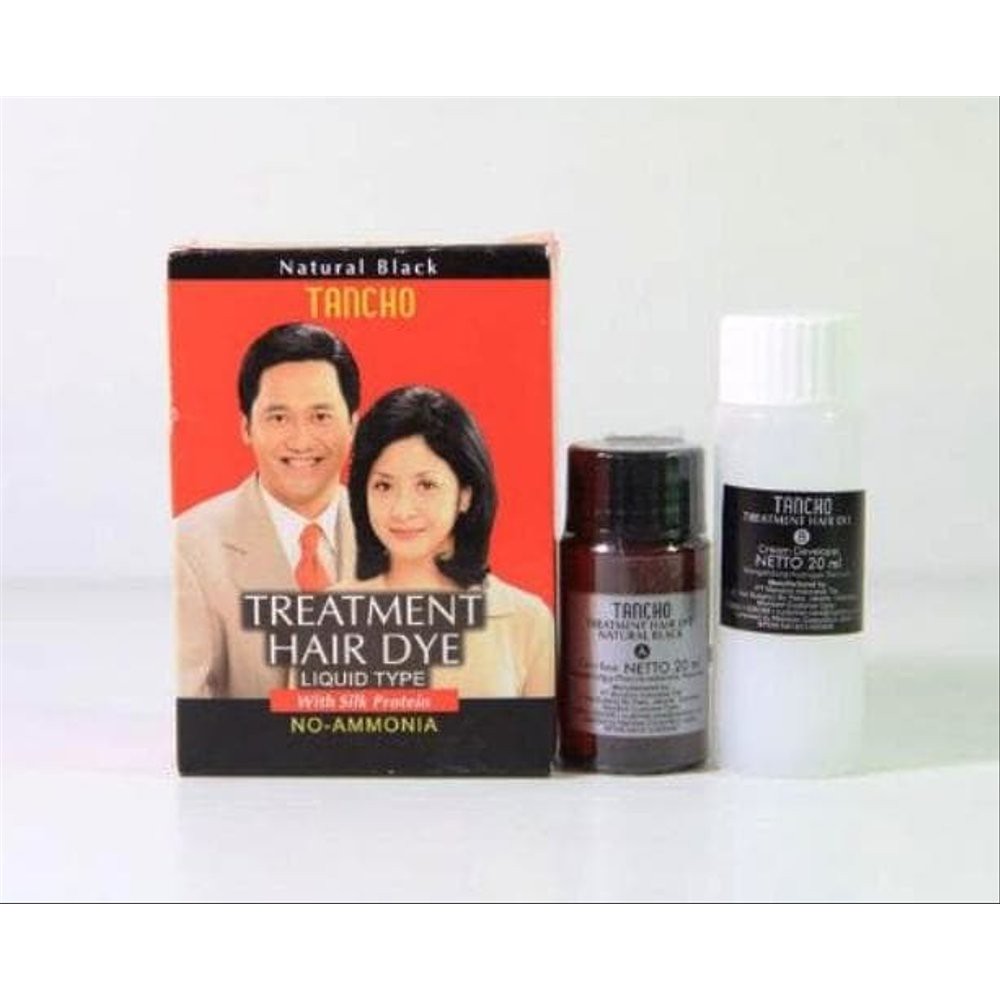 Semir rambut tancho treatment hair dye cair natural hitam 2 x 20 ml