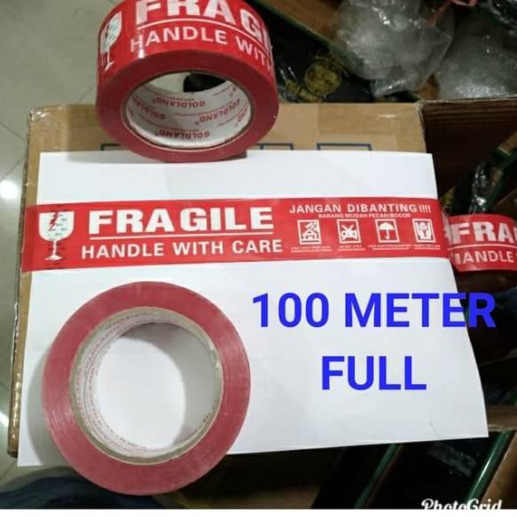 

Terlaris Lakban fragile merah 100 meter x 48mm jangan dibanting lakban segel