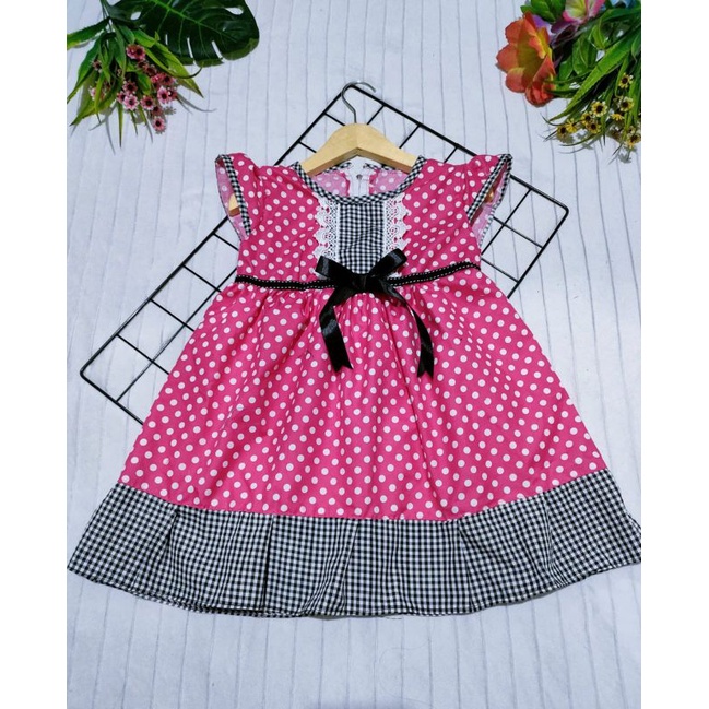 Dress Anak 1 2 tahun gaun anak cewek perempuan polka renda terbaru fatonah shop Gaun Rindu