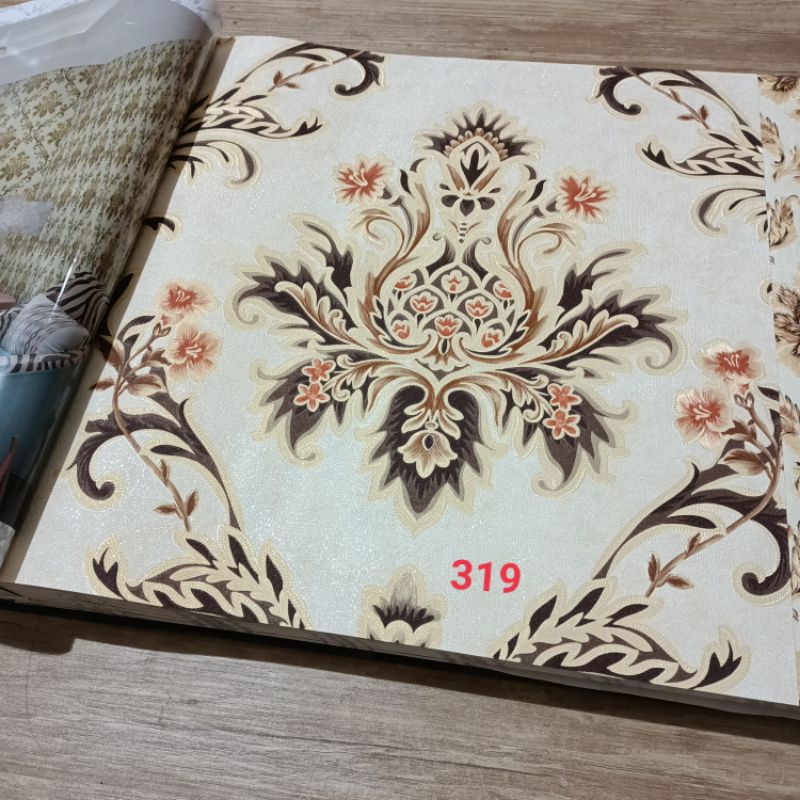 Wallpaper Dinding Murah Batik Merah Abu Hitam Cream