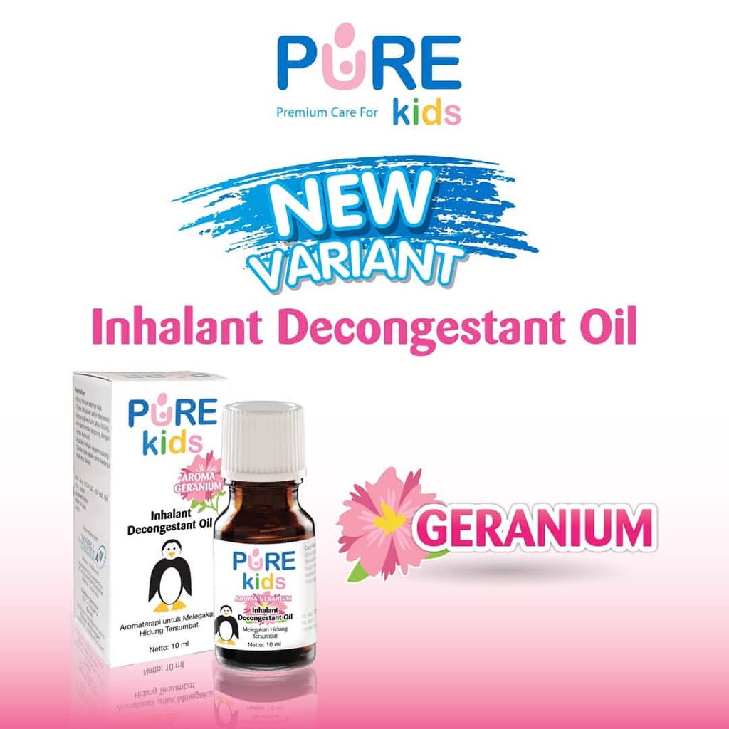 Pure Kids Inhalant Decongestant Oil 10ml Obat Pilek Bayi Baru Lahir Aroma Terapi Bayi Batuk Pilek Pereda Hidung Tersumbat Bayi Pengencer Lendir Bayi Pereda Pilek Untuk Bayi Obat Flu Bayi Dekongestan Hidung Tersumbat Difuser Aromatherapy Untuk Bayi-GERANIUM