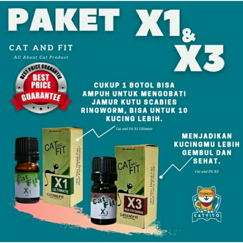 Paket Bebas Jamur dan Bulu lebat Kucing Cat and Fit X1 dan X3