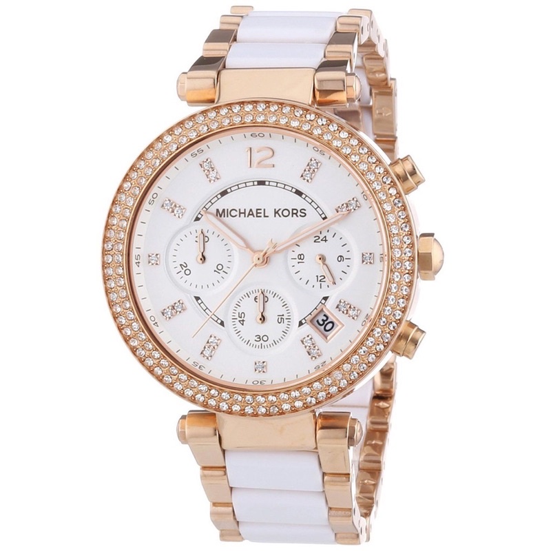 MK5774 Rosegold Chrono White Dial Watch