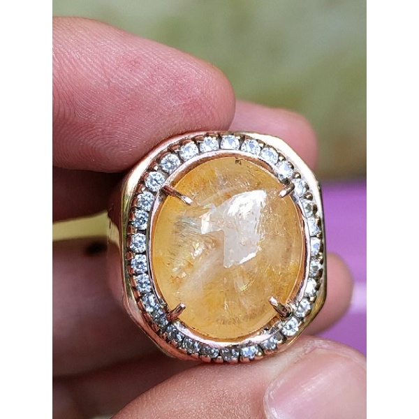cincin natural yellow star sapphire trapiche