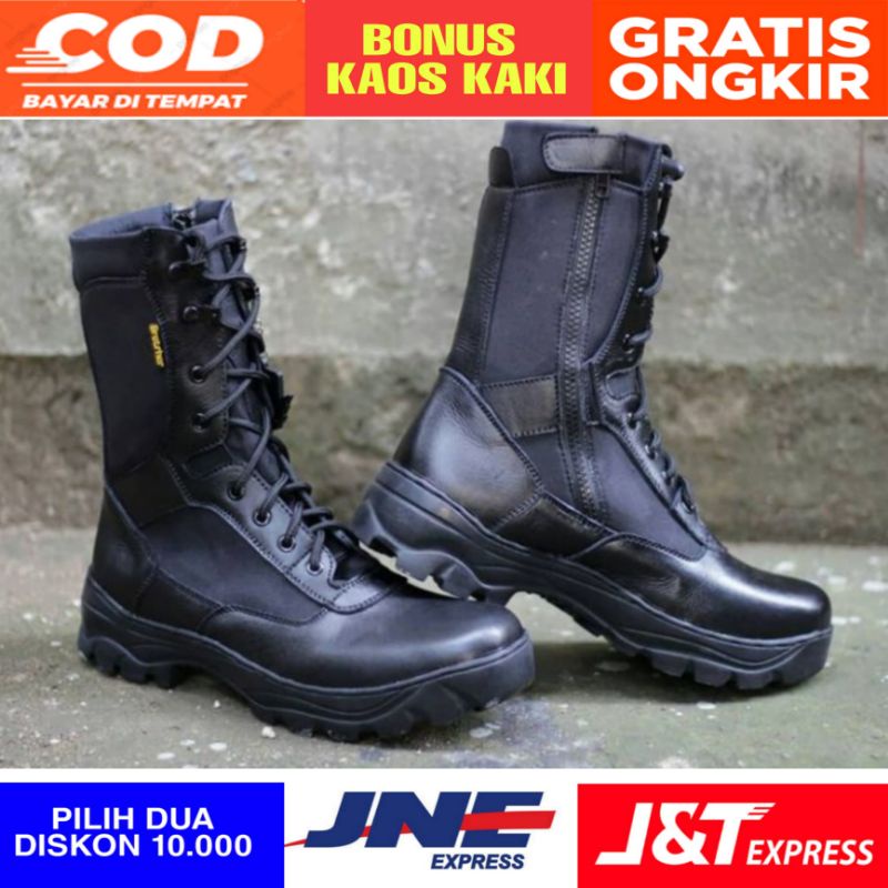 SEPATU PDL TNI POLRI KULIT ASLI ANTI AIR PAKAI RESLETING MERK BROTRHER MARCO