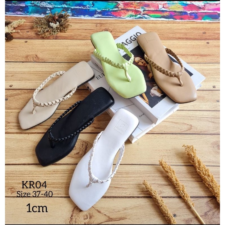 ABBUSHOES KR 04 flat shoes jepit kepang urra 1cm