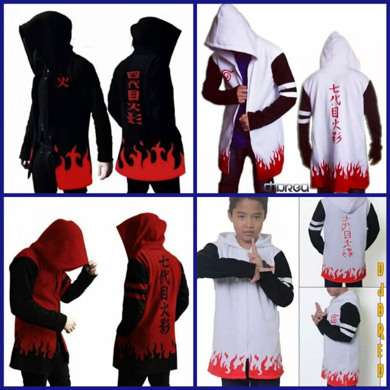 JAKET JUBAH SWEATER HOODIE PRIA-WANITA ANIME NARUTO HOKAGE YONDAIME COOSPLAY TERLARIS - JUBAH HOKAGE
