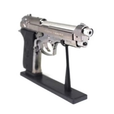 Korek Api Bara Model Pistol Baretta Silver Plus stand pajangan