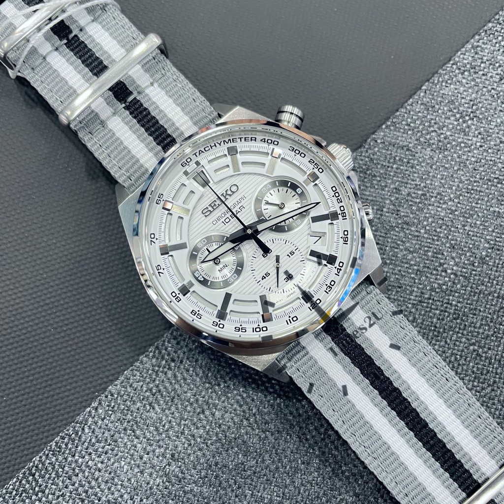 Seiko Quartz SSB401P1 Chronograph Grey Nylon - Jam Tangan Pria SSB401