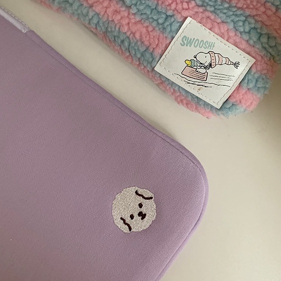 Sleeve Pouch Sarung Tas Bag Case Ipad Tab Tablet Macbook Air Pro Laptop Asus Acer Lenovo HP Huawei 11 12 13 14 15 inch Motif Gambar Puppy Anjing Warna Biru Ungu Lilac Lucu Cute Murah Korean Model