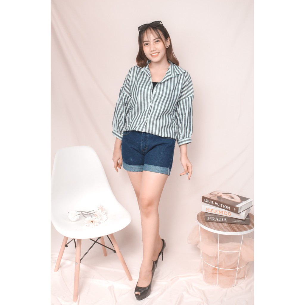 RX Fashion - Kemeja Guilen Oversize Shirt // Oslin Oversize -R1-SALUR -  HITAM