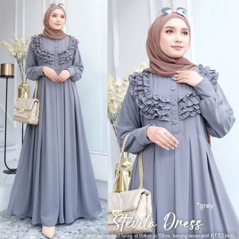 Gamis Lebaran hits 2022//Stevila Dress//Crinckle Airflow