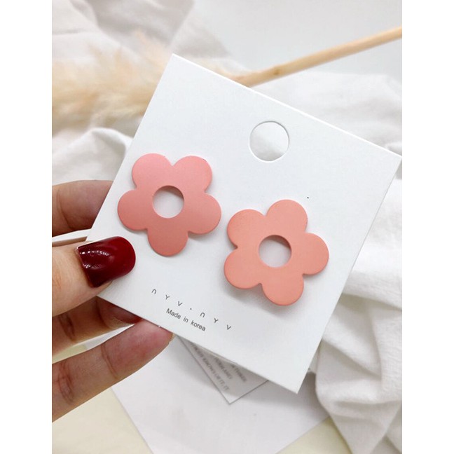 LRC Anting Tusuk Fashion Contrast Flower Earrings F6207X