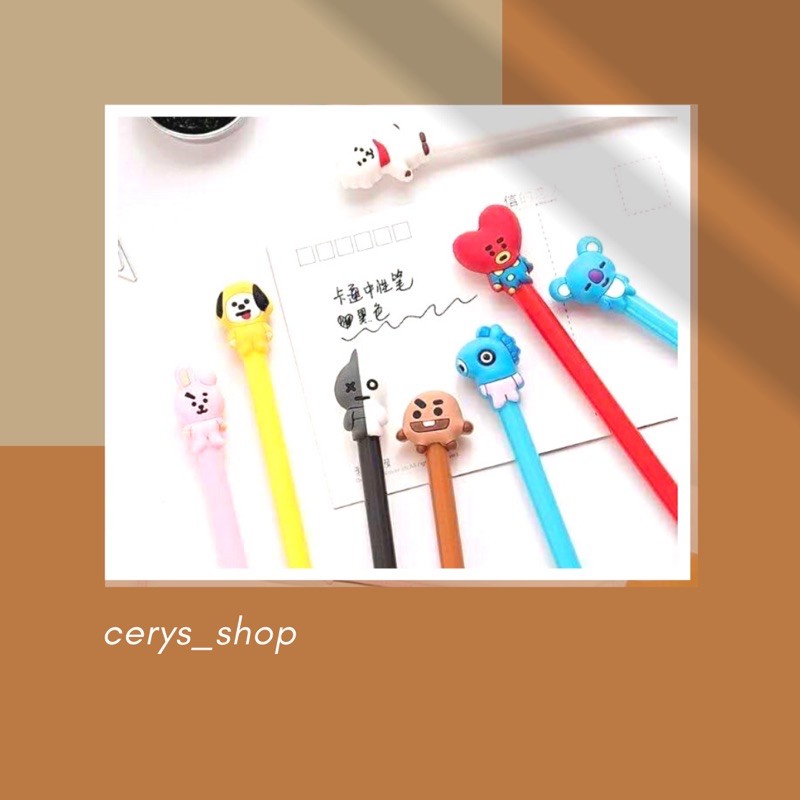 

Kpop Pena BTS BT21 ARMY Cute Cartoon Ballpoint Pen RJ Tata Pen Pulpen