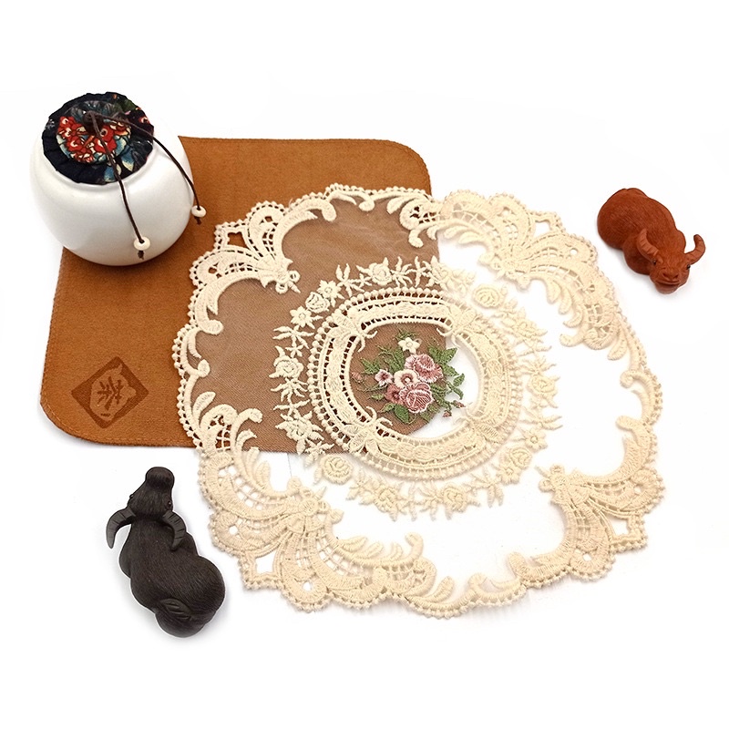 table mat taplak meja makan bordir renda gaya retro lace placemat