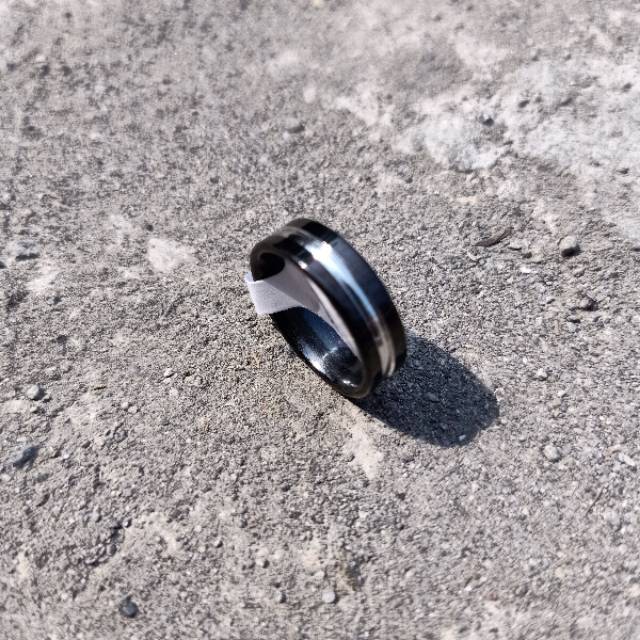 Cincin couple Hitam Titanium Stainless steel list dalam anti karat selamanya Fashion Ring