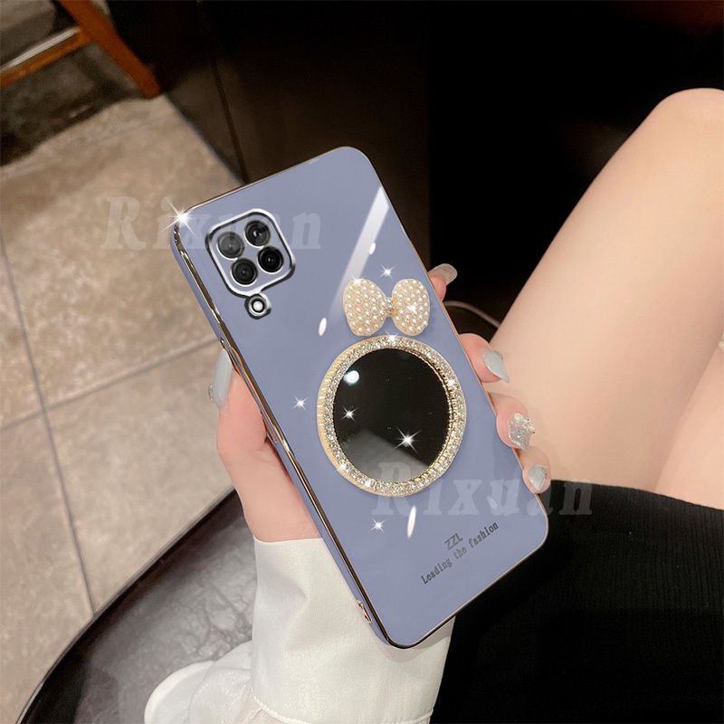 Casing Soft Case OPPO A57 2022 A55 A76 A96 A95 A74 A16K A15 A54 A5S A12 A5S A1K F7 Aksen Pita Mutiara