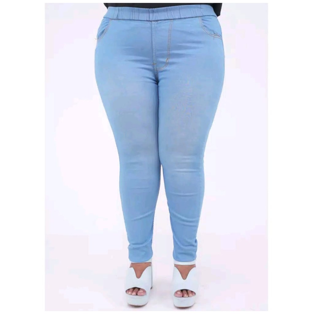 BIG SIZE SUPER JUMBO CELANA PANJANG WANITA PINGGANG KARET MELAR ORIGINAL DENIM PREMIUM