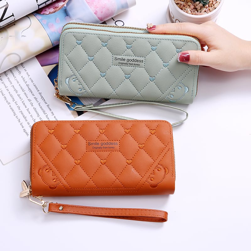 ASIN829 Dompet Wanita Long Zipper Fashion Coin Wallet D307 Fashion Wallet Multifungsi Folding Wallet/Bahan Butik Impor/Dua Ritsleting